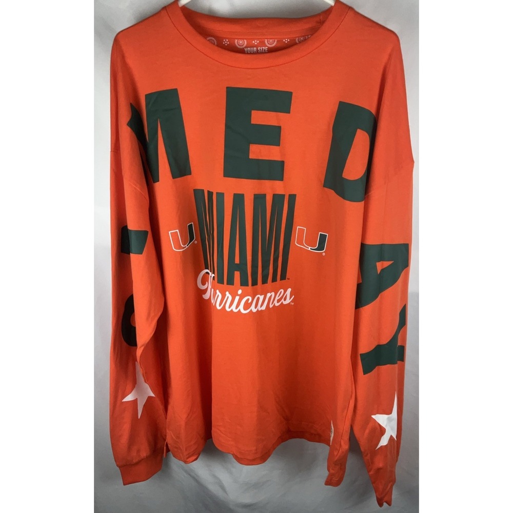 Miami Hurricanes Pressbox XL Orange Game‎ Day Long Sleeve Shirt New With Tags